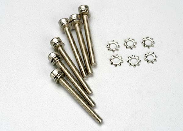 TRAXXAS 3x28mm Hex Drive Cap Head Screws w/ Lock Washers 6pcs/ea - 3963