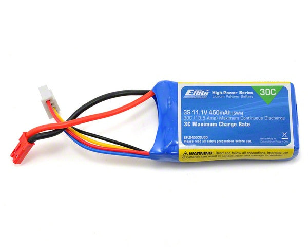 E-FLITE 450mAh 11.1V 30C 3S SC LiPo Battery w/ Red JST - EFLB4503SJ30