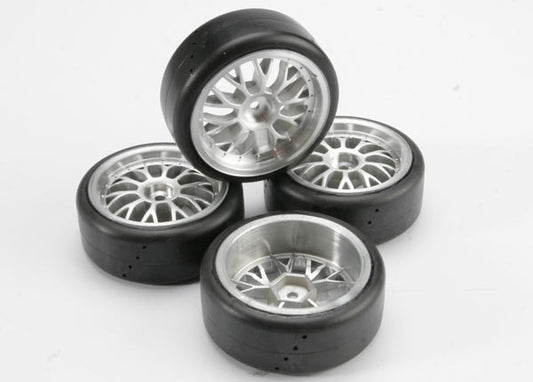 TRAXXAS Pro-Trax Thermal Slicks on Satin Chrome Spoked Wheels 4pcs - 4873