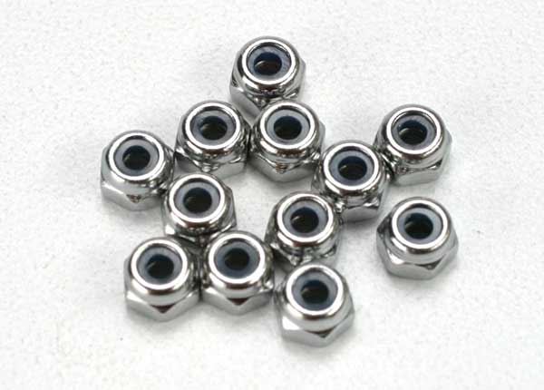 TRAXXAS 2.5mm Nyloc Nuts Chrome 12pcs - 5158