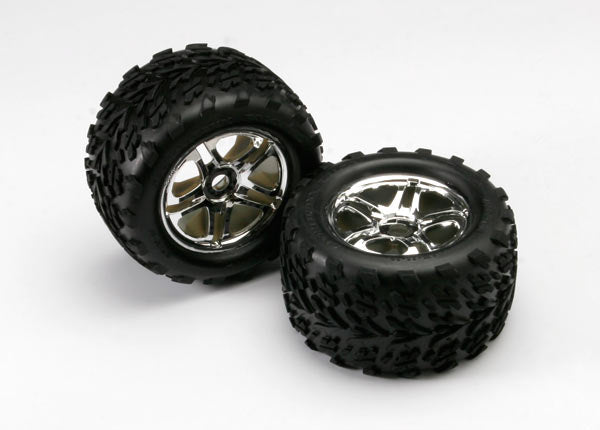 TRAXXAS Talon 3.8in All Terrain Tyres on Chrome Split Spoke Wheels 17mm Hex 2pcs - 5174R