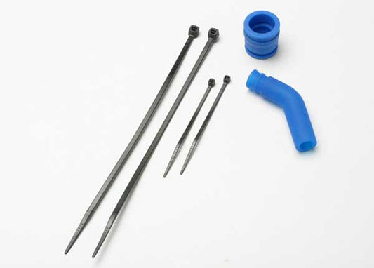 TRAXXAS Exhaust Pipe Coupler Blue Rubber w/ Zip Ties - 5245