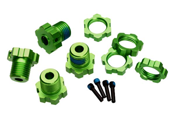 TRAXXAS 17mm Splined Hubs w/ Wheel Nuts Green Aluminium 4sets - 5353G