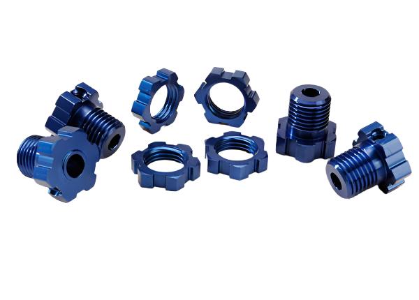 TRAXXAS 17mm Splined Hubs w/ Wheel Nuts Blue Aluminium 4sets - 5353X