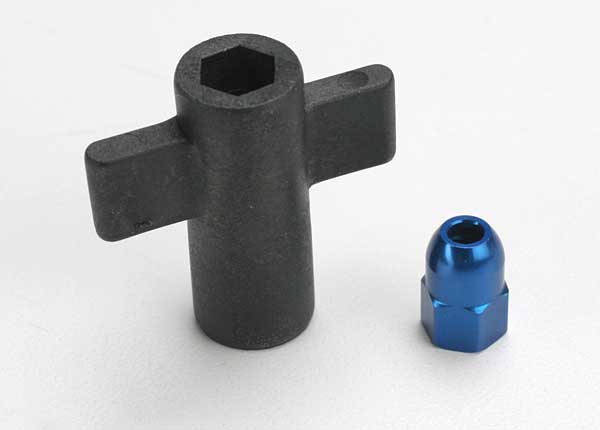 TRAXXAS Antenna Tube Crimp Nut Blue Aluminium w/ Spanner - 5526