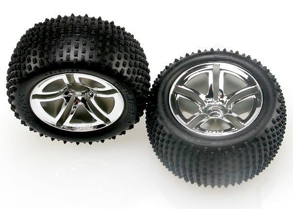 TRAXXAS Alias 2.8in Step Pin Tyres on Chrome Split Spoke Wheels Rear 2pcs - 5572R