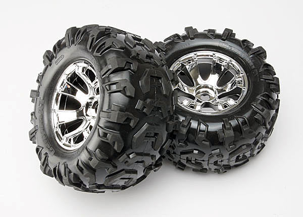 TRAXXAS Canyon AT 3.8in Tyres on Geode Chrome Wheels 2pcs - 5673