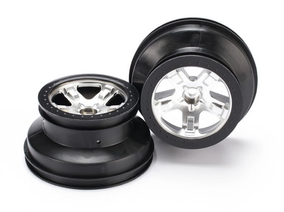 TRAXXAS SCT Satin Chrome Wheels w/ Black Beadlock 2pcs - 5874X