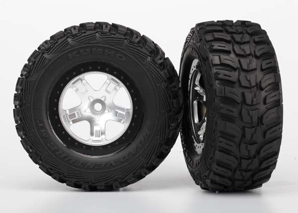 TRAXXAS SCT Kumho Tyres on Satin Chrome Wheels w/ Black Beadlock 2pcs - 5880