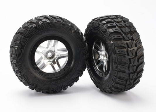 TRAXXAS SCT Kumho Tyres on Satin Chrome Split Spoke Wheels w/ Black Beadlock 2pcs - 5882