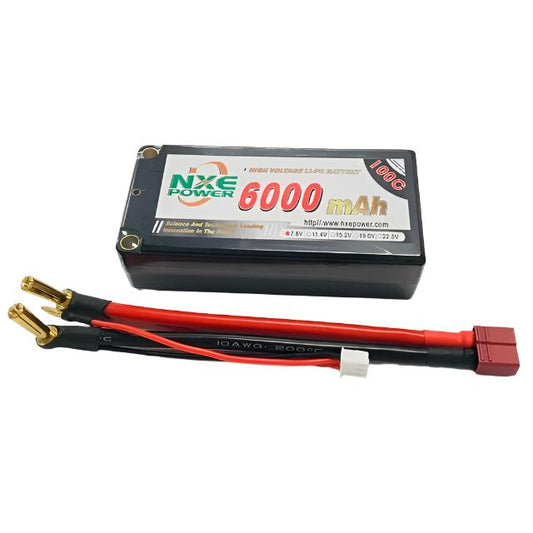 NXE 6000mah 7.6V HV 100c Shorty Lipo Battery HC Deans - 6000HC1002SDEAN