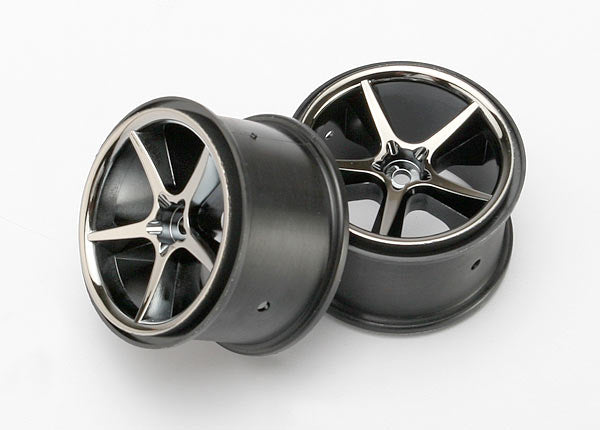 TRAXXAS 2.2in Gemini Wheels Black Chrome 5-Spoke 12mm 2pcs - 7172A