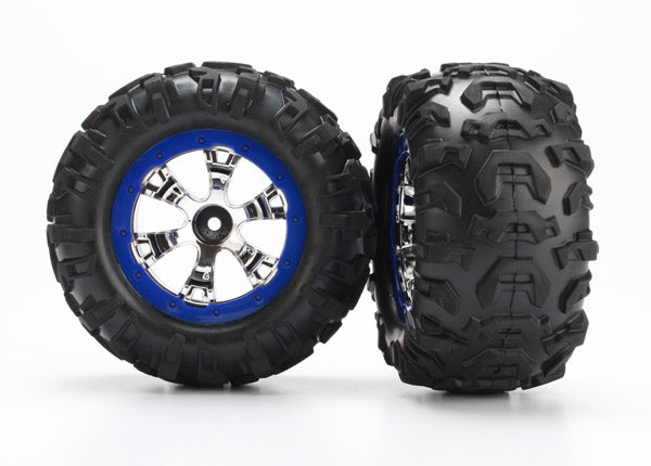 TRAXXAS 1:16 Canyon AT Tyres on Geode Chrome Wheels w/ Blue Beadlock 2pcs - 7274