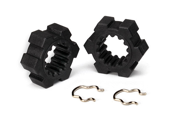 TRAXXAS 24mm Wheel Hex Hubs Black Plastic w/ Clips 2pcs/ea - 7756