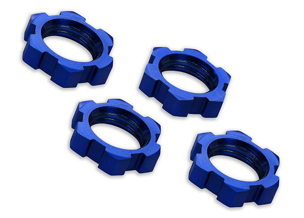 TRAXXAS 17mm Wheel Nuts Splined Blue Aluminium 4pcs - 7758