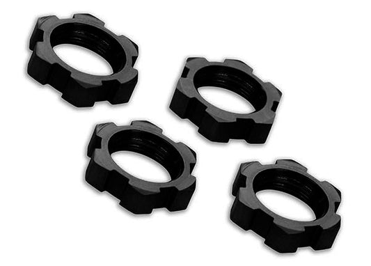 TRAXXAS 17mm Wheel Nuts Splined Black Aluminium 4pcs - 7758A