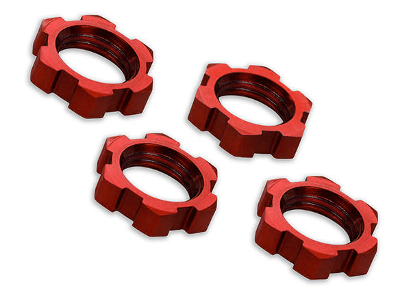 TRAXXAS 17mm Wheel Nuts Splined Red Aluminium 4pcs - 7758R