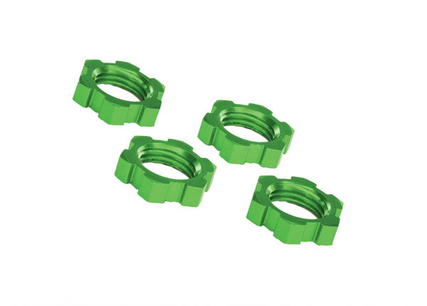 TRAXXAS 17mm Wheel Nuts Splined Green Aluminium 4pcs - 7758G