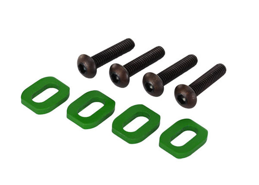 TRAXXAS Motor Mount Washers Green Aluminium w/ 4x18mm Screws - 7759G