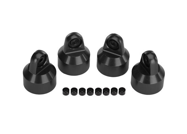 TRAXXAS GTX Shock Caps PTFE Plated Hard Black Aluminium 4pcs - 7764X