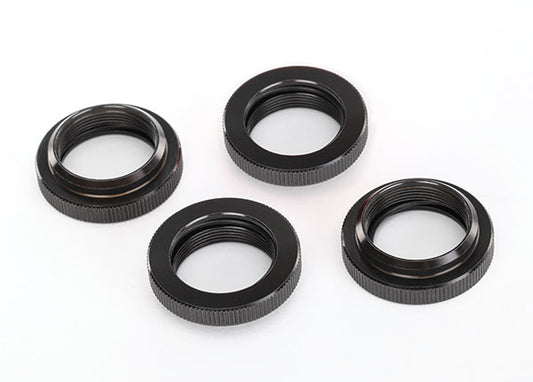 TRAXXAS GTX Shock Spring Upper Retainers PTFE Plated Hard Black Aluminium 4pcs - 7767X