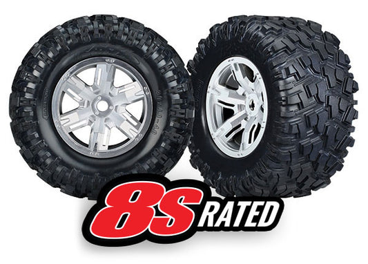 TRAXXAS Maxx AT Tyres on Satin Chrome 6-Spoke wheels 24mm 2pcs - 7772R