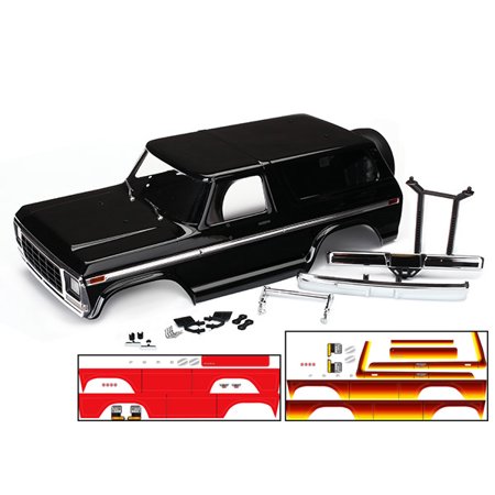 TRAXXAS Body Shell Black Painted & Trimmed w/ Decal Set suit 79 Bronco - 8010X