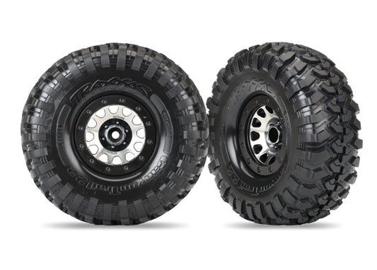 TRAXXAS Canyon Trail Tyres on Method 2.2in Race Wheels Black Chrome w/ Black Beadlocks 2pcs - 8172