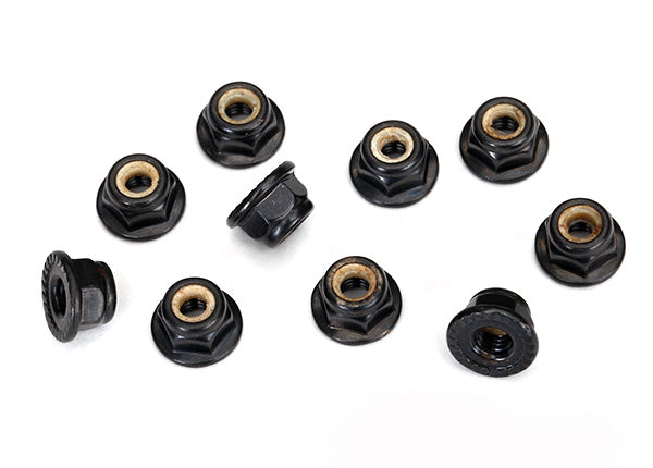 TRAXXAS 4mm Nyloc Nut Flanged Black Aluminium 10pcs - 8347