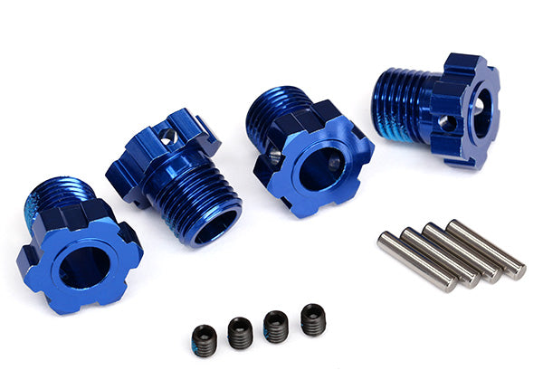 TRAXXAS 17mm Wheel Hex Hubs Splined Blue Aluminium 4pcs - 8654