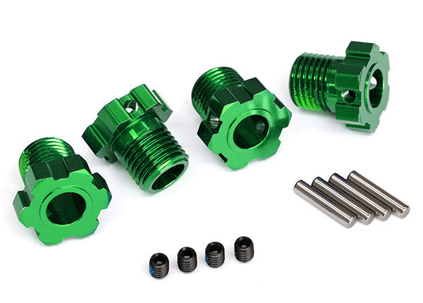 TRAXXAS 17mm Wheel Hex Hubs Splined Green Aluminium 4pcs - 8654G