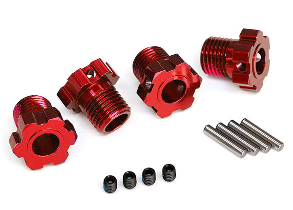 TRAXXAS 17mm Wheel Hex Hubs Splined Red Aluminium 4pcs - 8654R