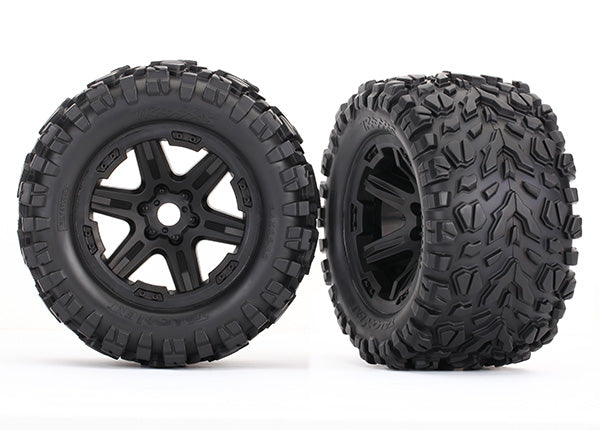 TRAXXAS Talon EXT Tyres on Black 6-Spoke Wheels suit E-Revo 2pcs - 8672