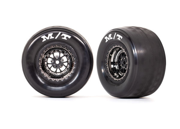 TRAXXAS Mickey Thompson ET Drag Slicks on Rear Weld Black Chrome Wheels 2pcs - 9475X