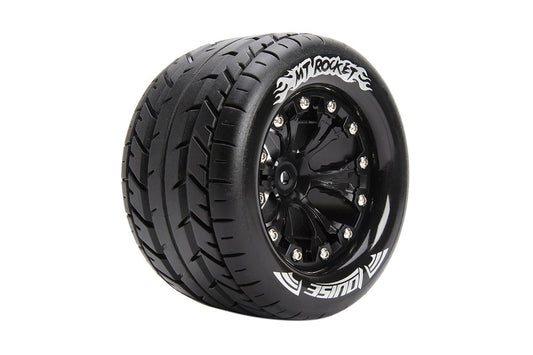 LOUISE MT-ROCKET 1:10 Monster Truck Soft Tyre on Black Wheel 2pcs - LT3201BH