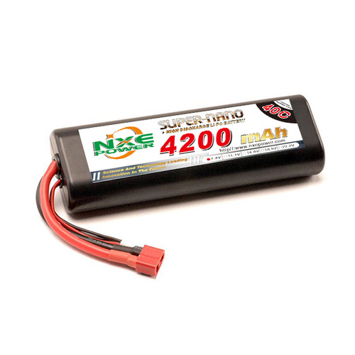 NXE 4200mah 7.4v 40c Lipo Battery HC Round Deans - NXE4200HCR402SDEANS