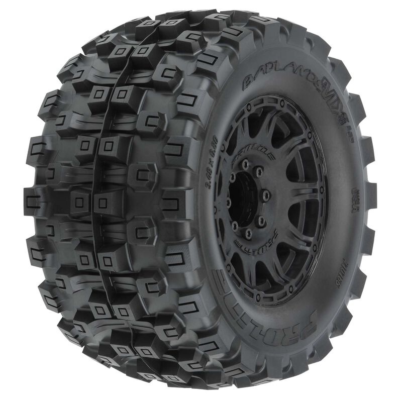 PROLINE BADLANDS 3.8in Belted MX38 MT Tyre on Raid Black Wheels w/ Removeable 17mm Hex 2pcs - PRO1016610