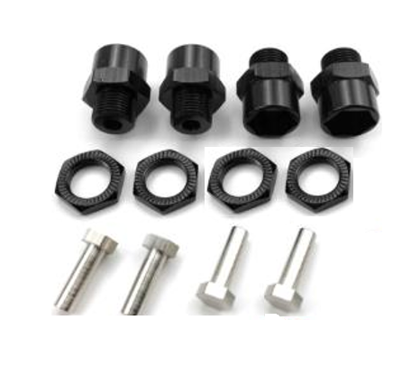 RCT 12 to 17mm Hex Conversion Set 10mm Extension Aluminium Black 4pcs - RCTWH03B1