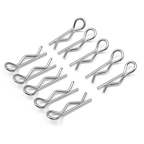 RCT 1/10 Body Clips Silver 10pcs/bag Dia: 1.2mm - RCTEL01004A