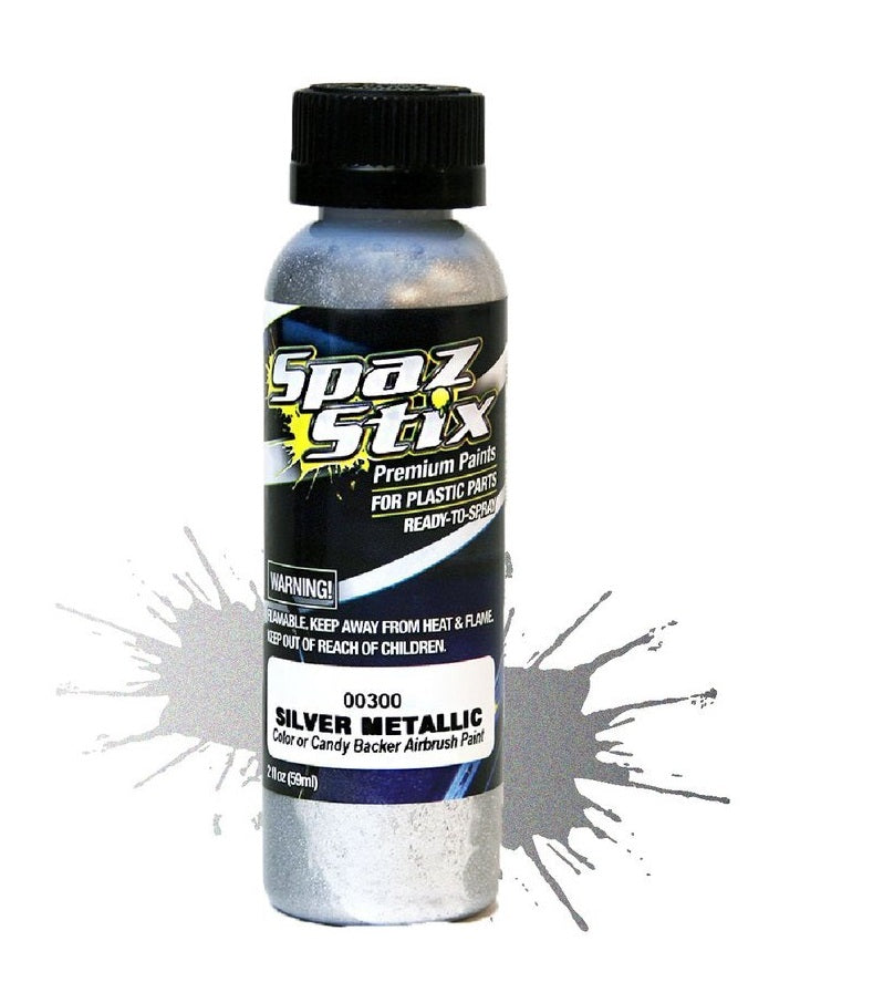 SPAZ STIX Metallic Silver/ Candy Paint Backer Airbrush Paint 2oz - SZX00300