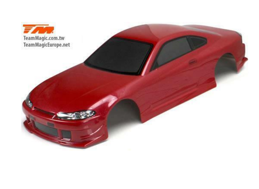 TEAM MAGIC E4D S15 Deep Pink/ Red Body Shell w/ Spoiler, Mirrors, Decals - TM503319DPK