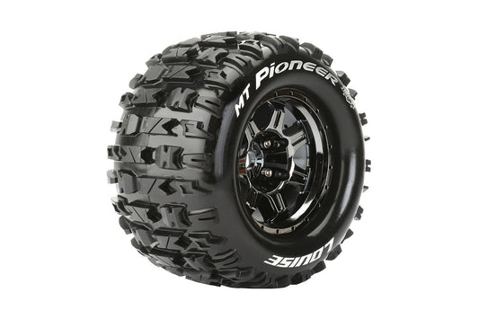 LOUISE MT-PIONEER 1:8 MFT Belted Monster Truck Sport Tyre on Black Wheel 2pcs - LT3321BH