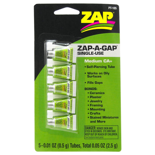 ZAP Green Medium CA Single Use Tubettes 0.01oz 5pcs - PT105