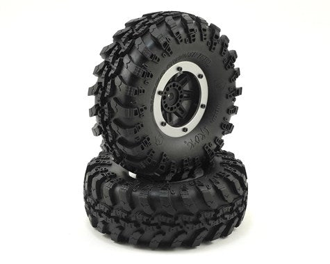 REDCAT Interco Super Swamper Tyres & Soft Foams on 1.9in Black Wheels w/ Aluminium Beadlock 2pcs - 13812